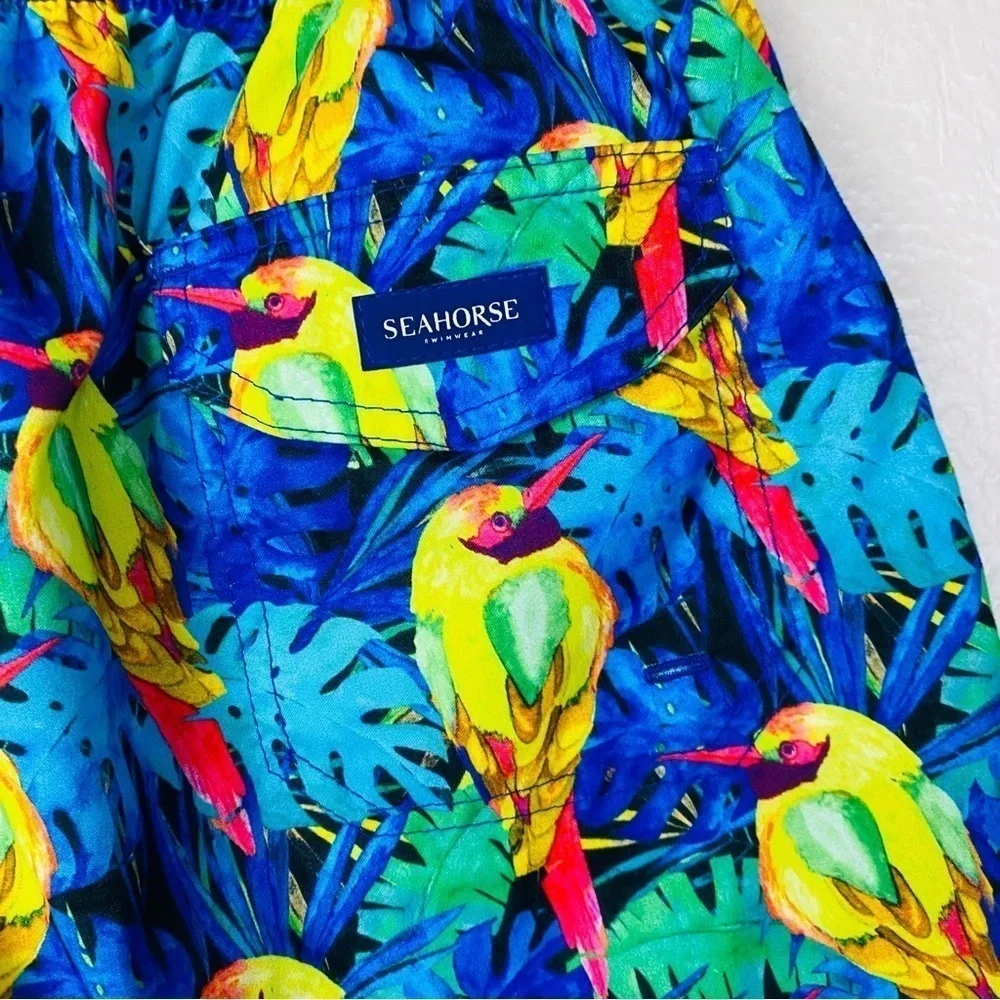 Seahorse Ambar Bird Short French Cut Swim Trunks Size L